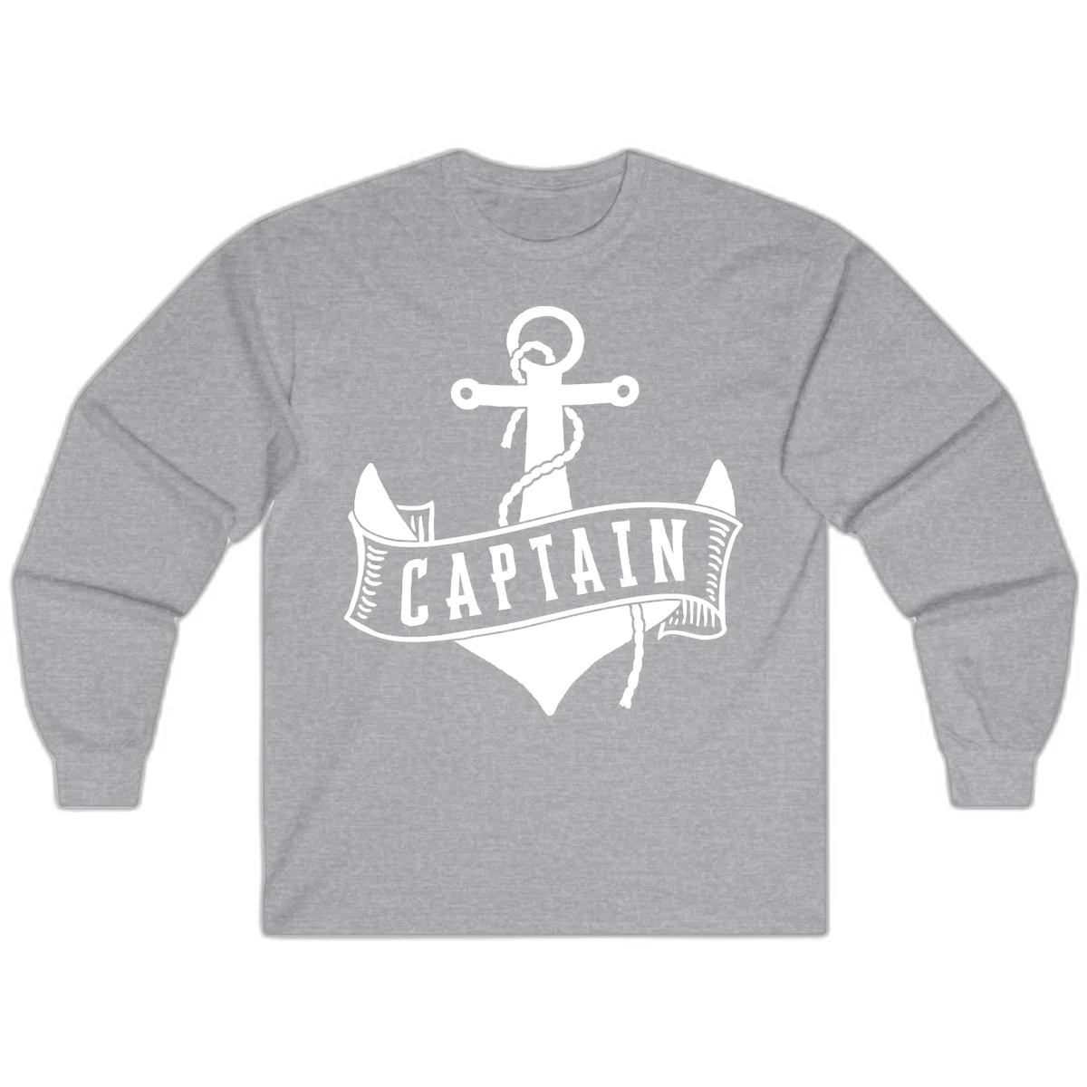 Captain Anchor Nautical Badge Long Sleeve in Sport Grey