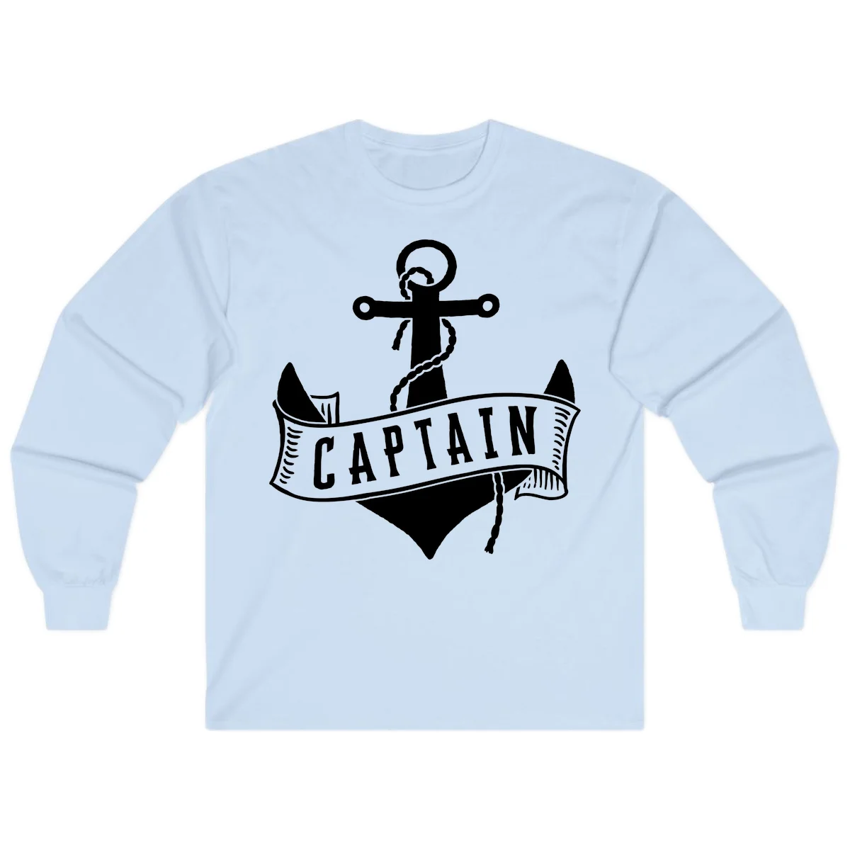 Captain Anchor Nautical Badge Long Sleeve in Light Blue