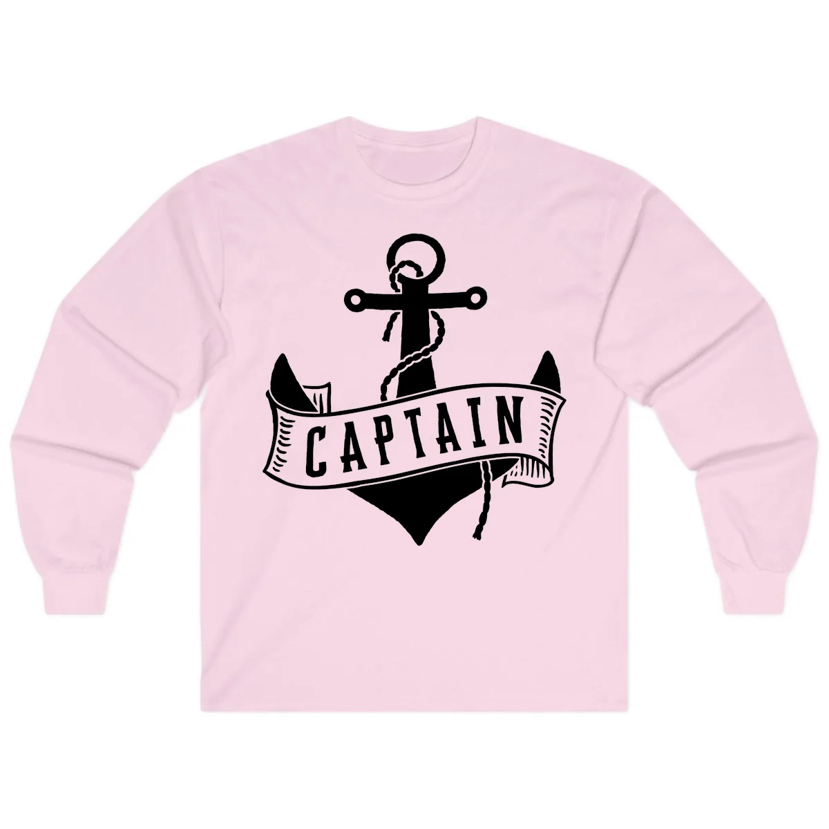 Captain Anchor Nautical Badge Long Sleeve in Light Pink