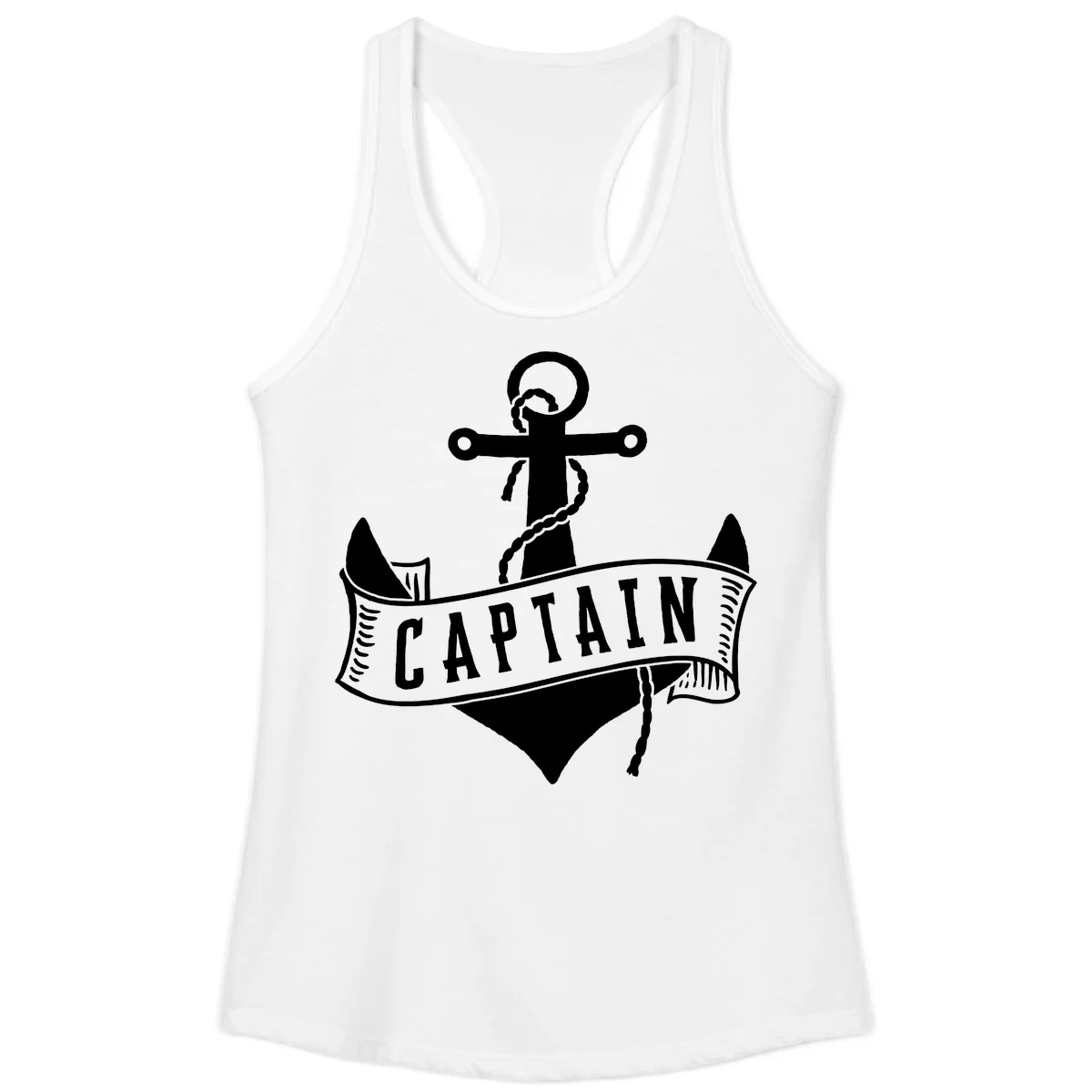 Captain Anchor Nautical Badge Ladies Tank in White