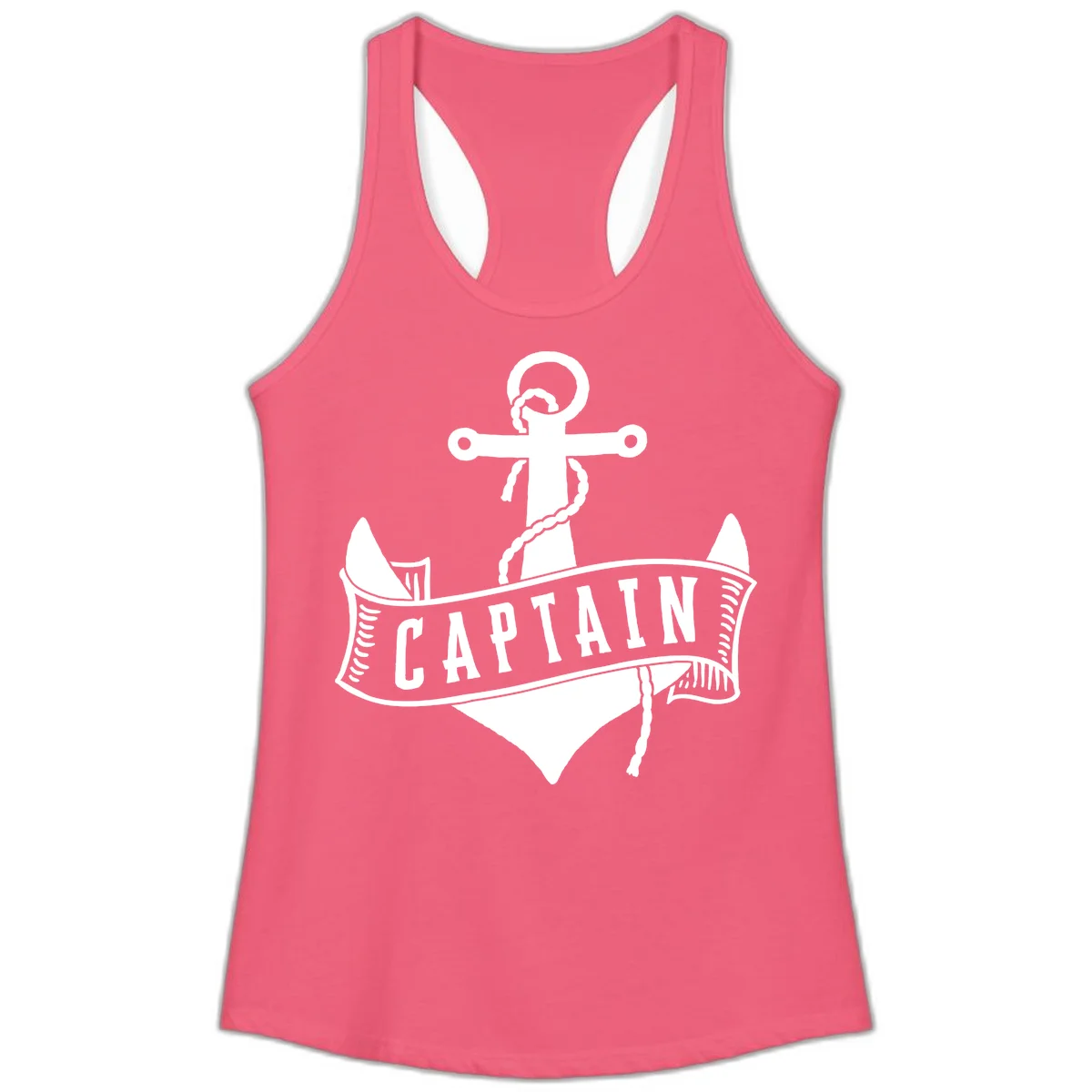 Captain Anchor Nautical Badge Ladies Tank in Hot Pink