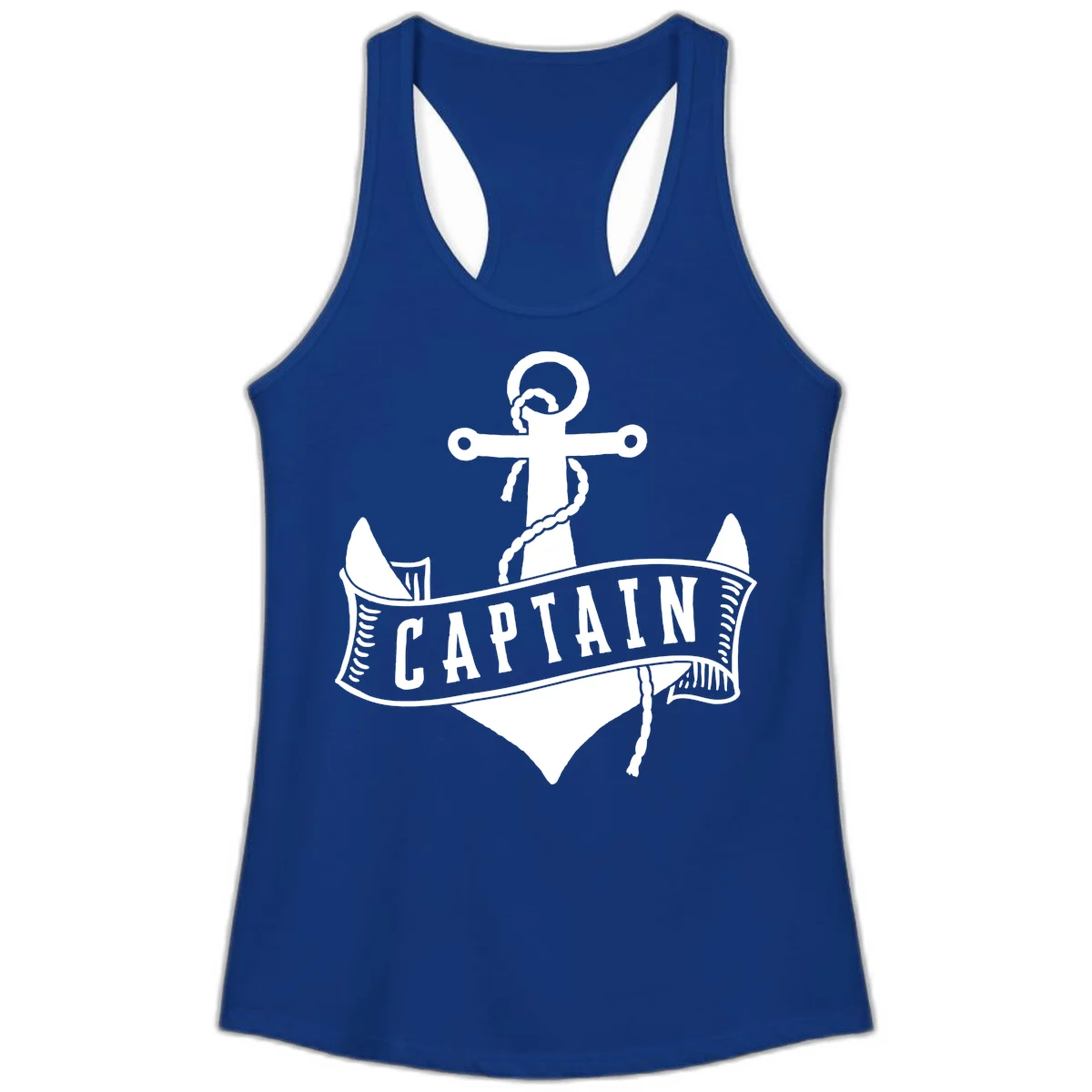 Captain Anchor Nautical Badge Ladies Tank in Solid Royal