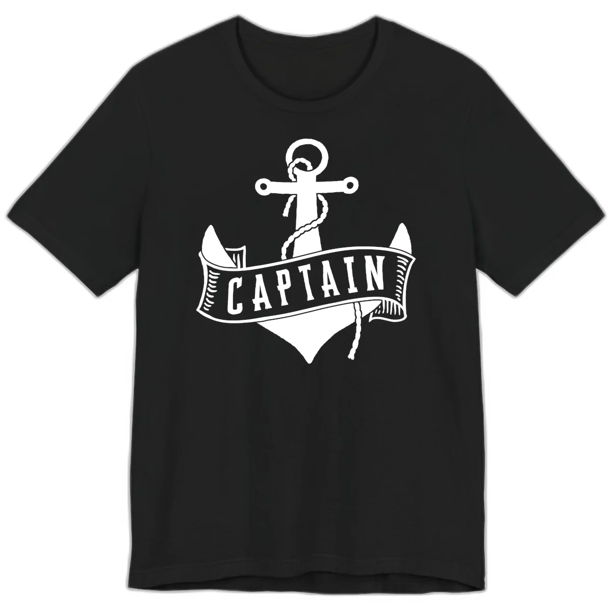 Captain Anchor Nautical Badge Premium T-Shirt in Black