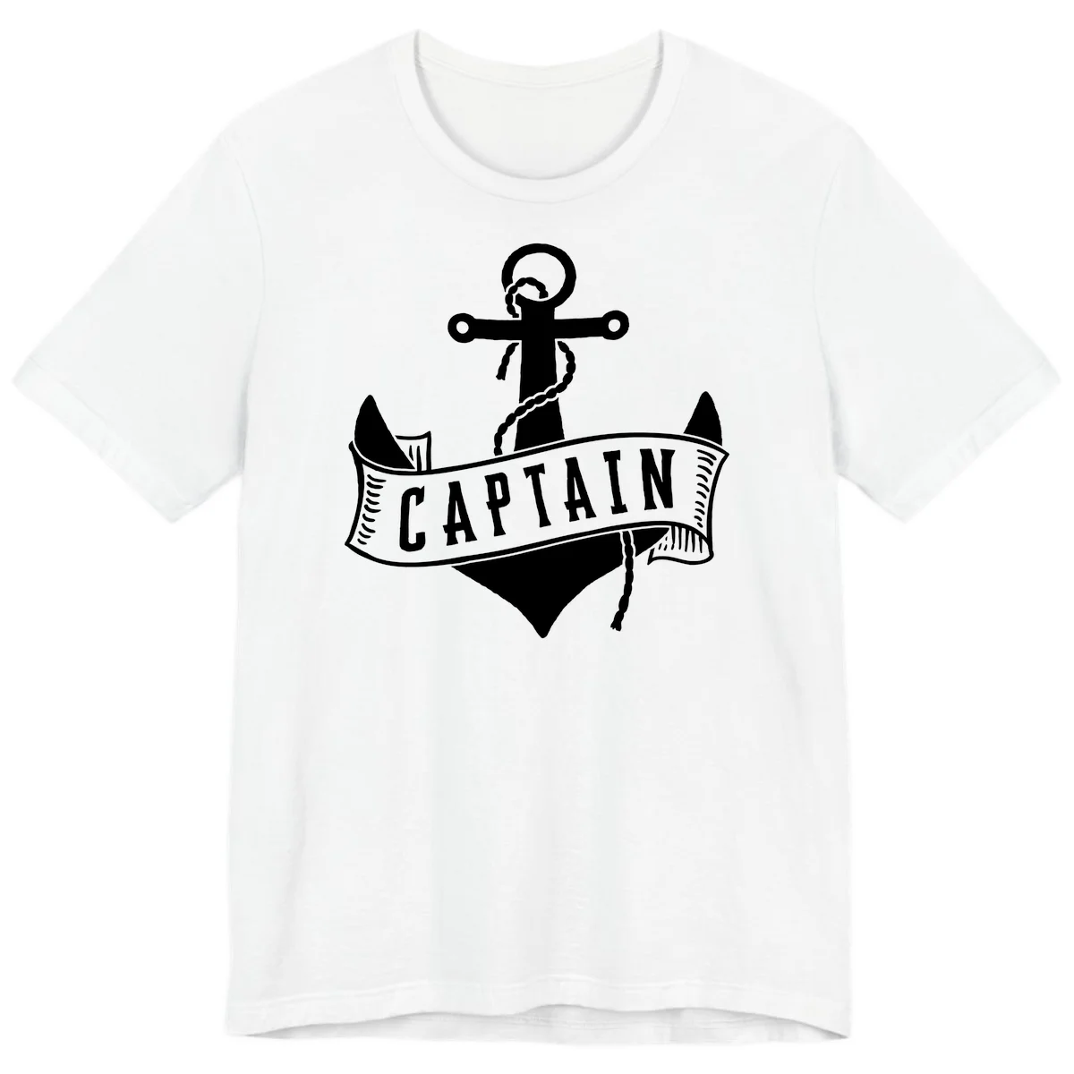 Captain Anchor Nautical Badge Premium T-Shirt in White