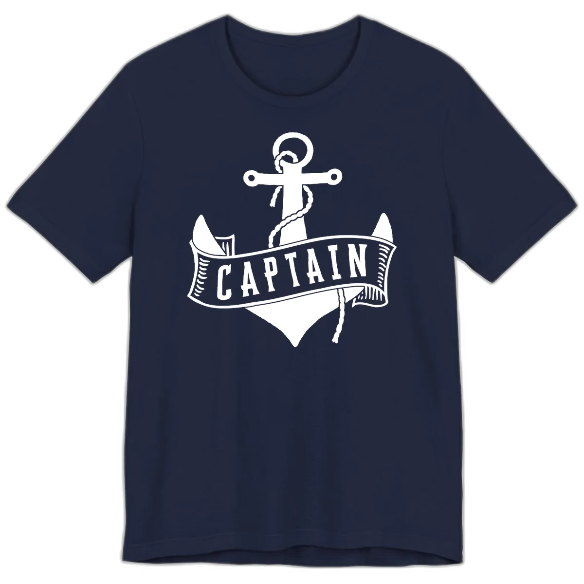 Captain Anchor Nautical Badge Premium T-Shirt in Navy
