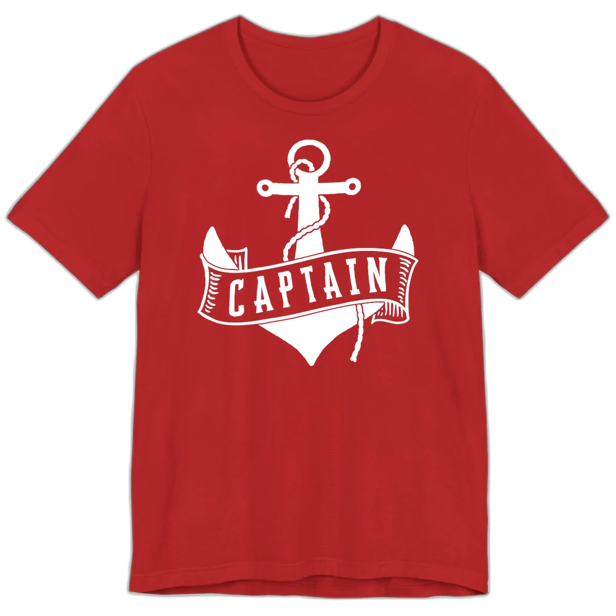 Captain Anchor Nautical Badge Premium T-Shirt in Red