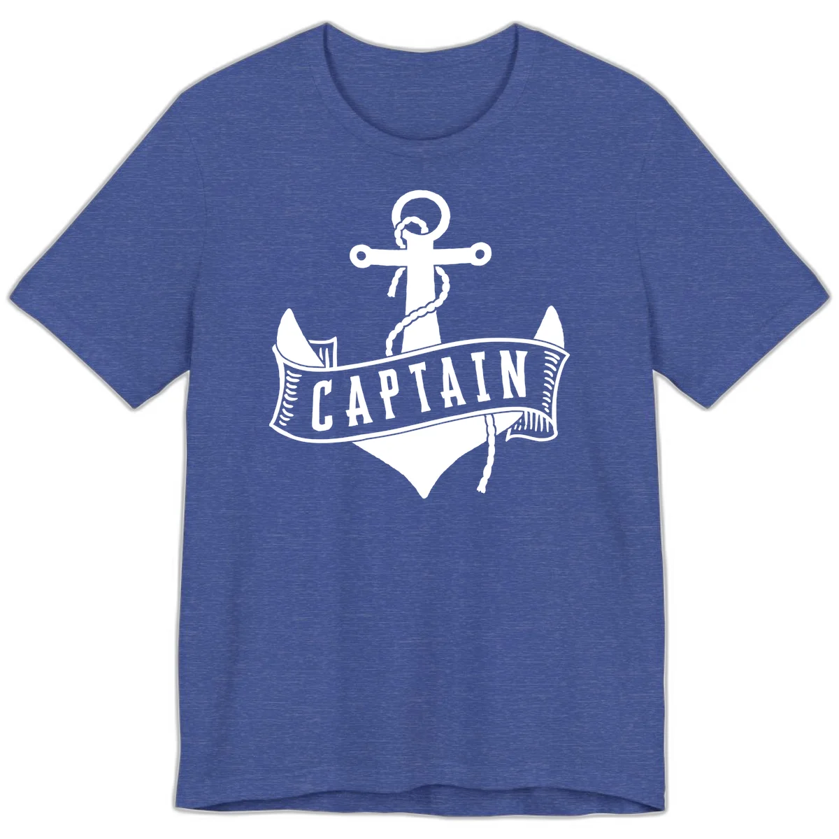 Captain Anchor Nautical Badge Premium T-Shirt in Heather True Royal