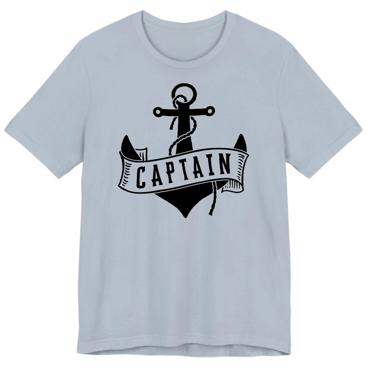 Captain Anchor Nautical Badge Premium T-Shirt in Light Blue