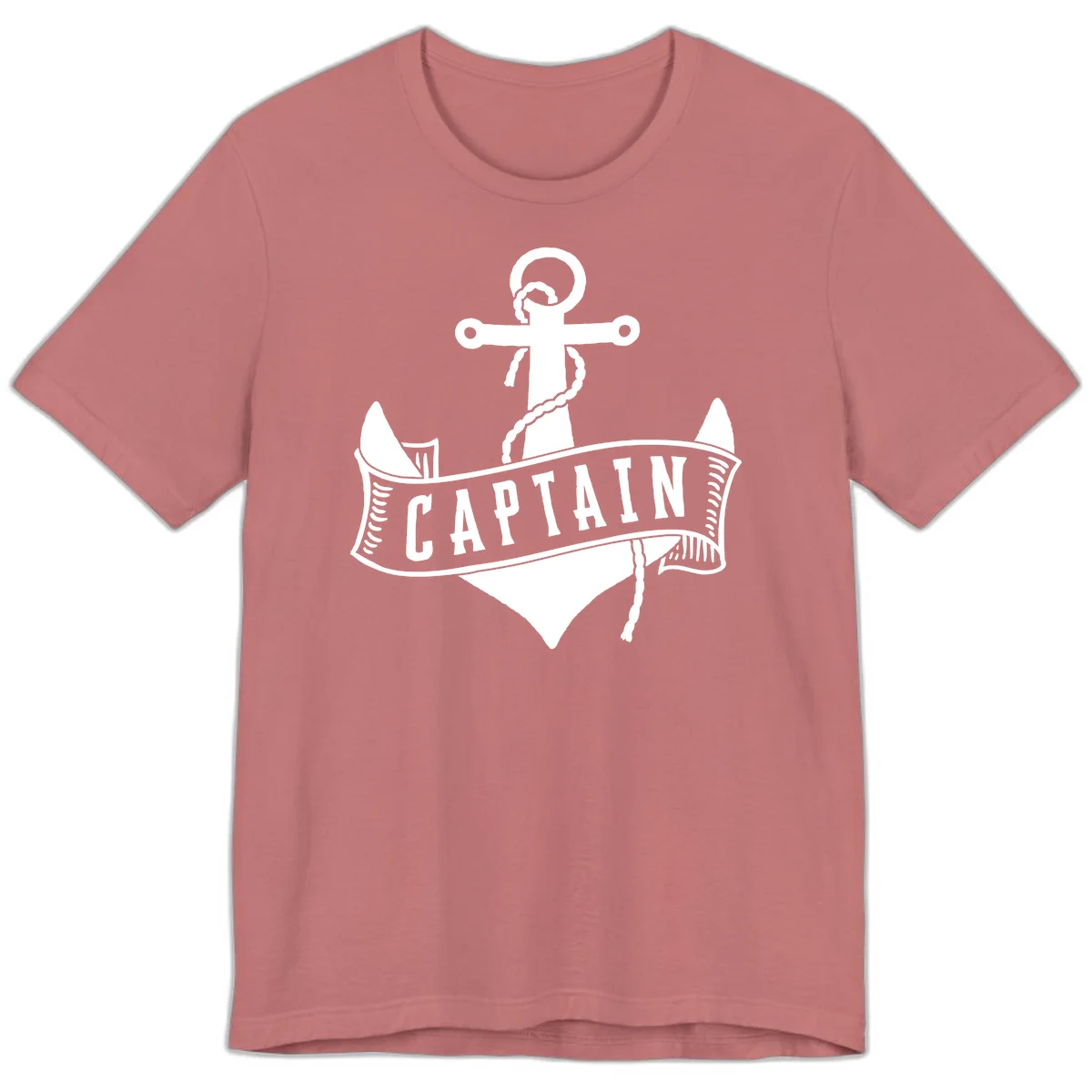 Captain Anchor Nautical Badge Premium T-Shirt in Mauve