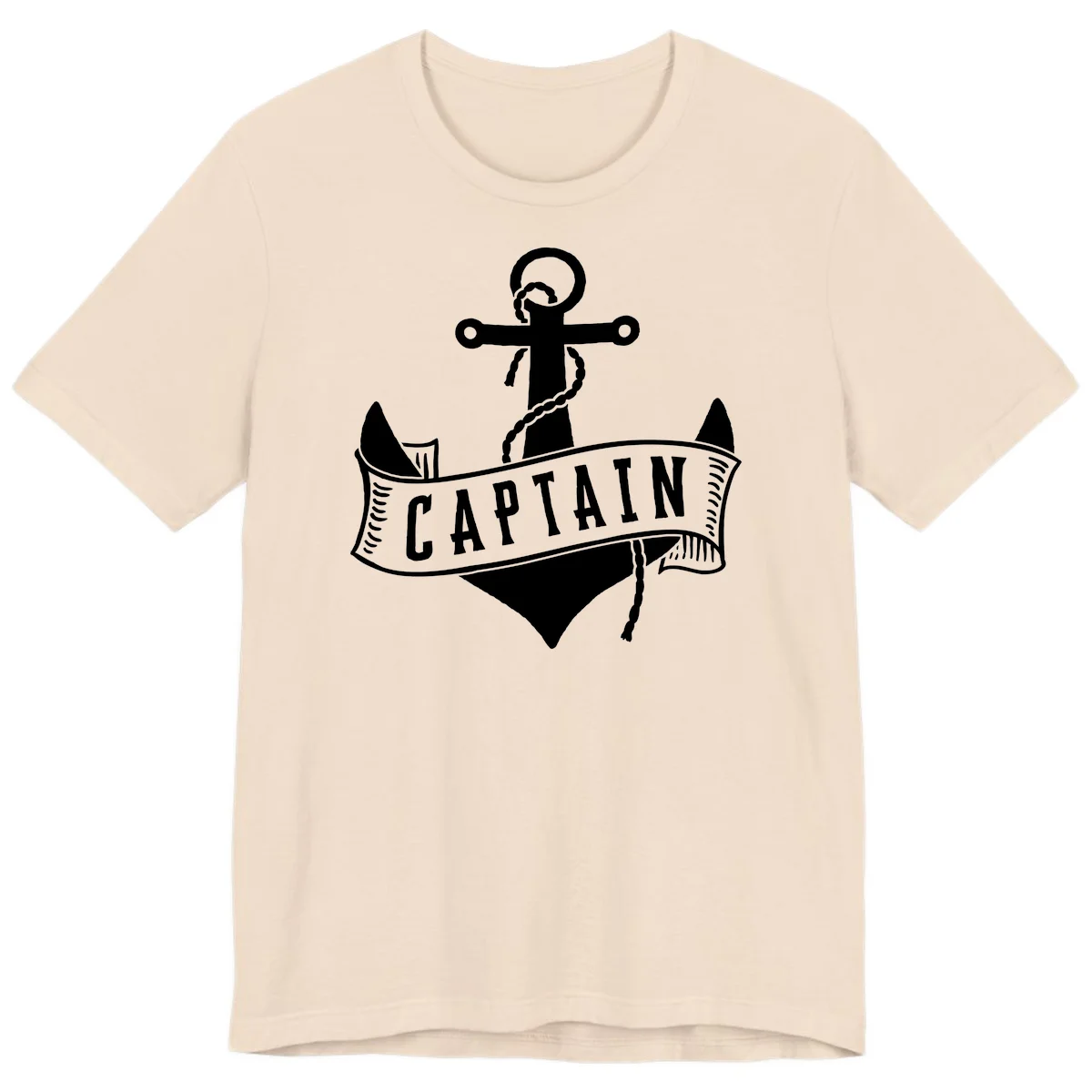 Captain Anchor Nautical Badge Premium T-Shirt in Soft Cream
