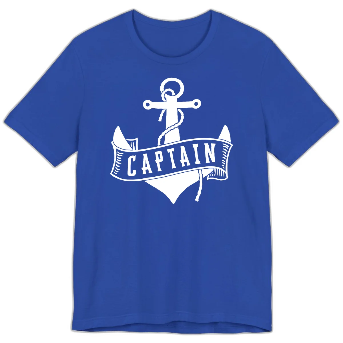 Captain Anchor Nautical Badge Premium T-Shirt in True Royal