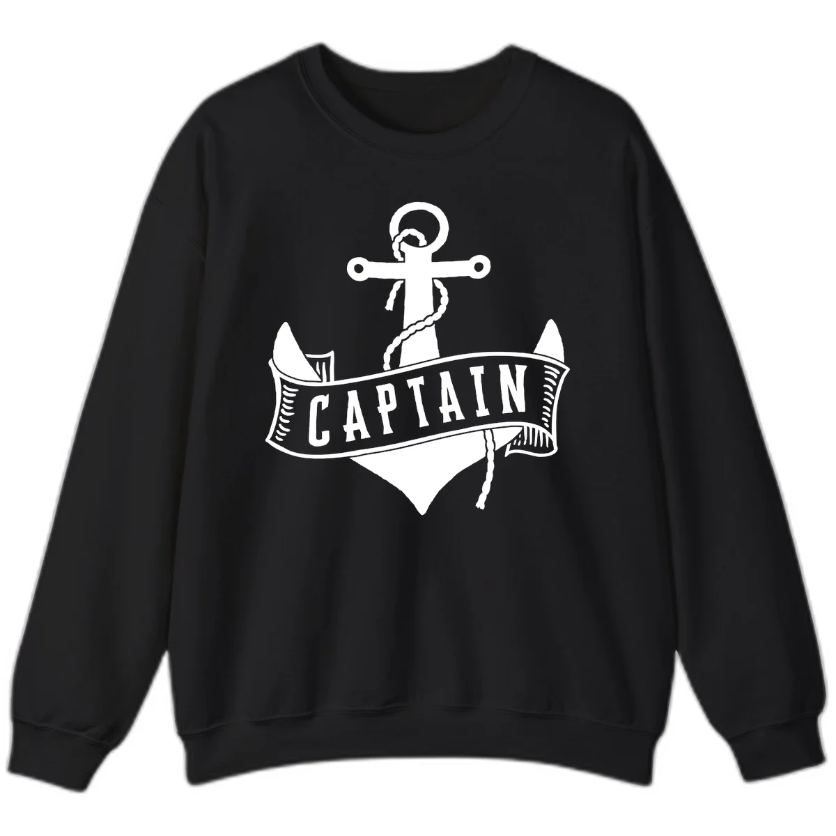 Captain Anchor Nautical Badge Sweatshirt in Black