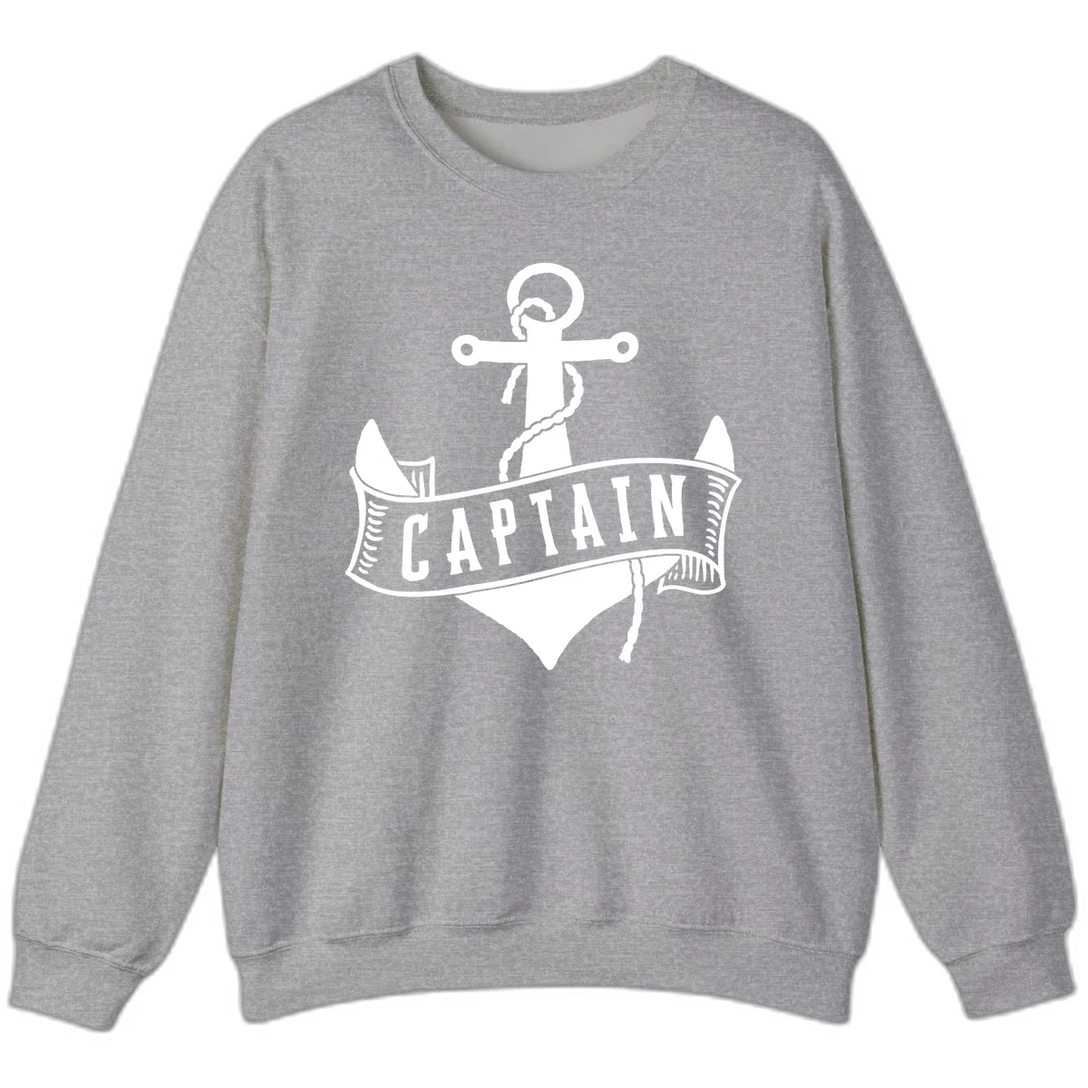 Captain Anchor Nautical Badge Sweatshirt in Sport Grey