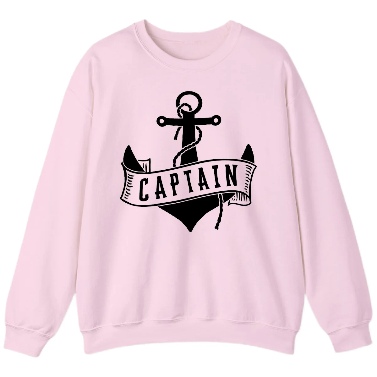 Captain Anchor Nautical Badge Sweatshirt in Light Pink