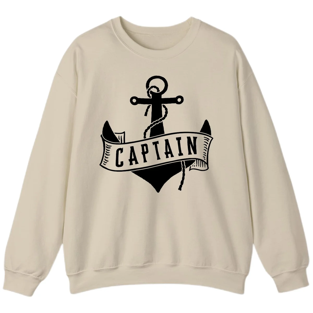 Captain Anchor Nautical Badge Sweatshirt in Sand