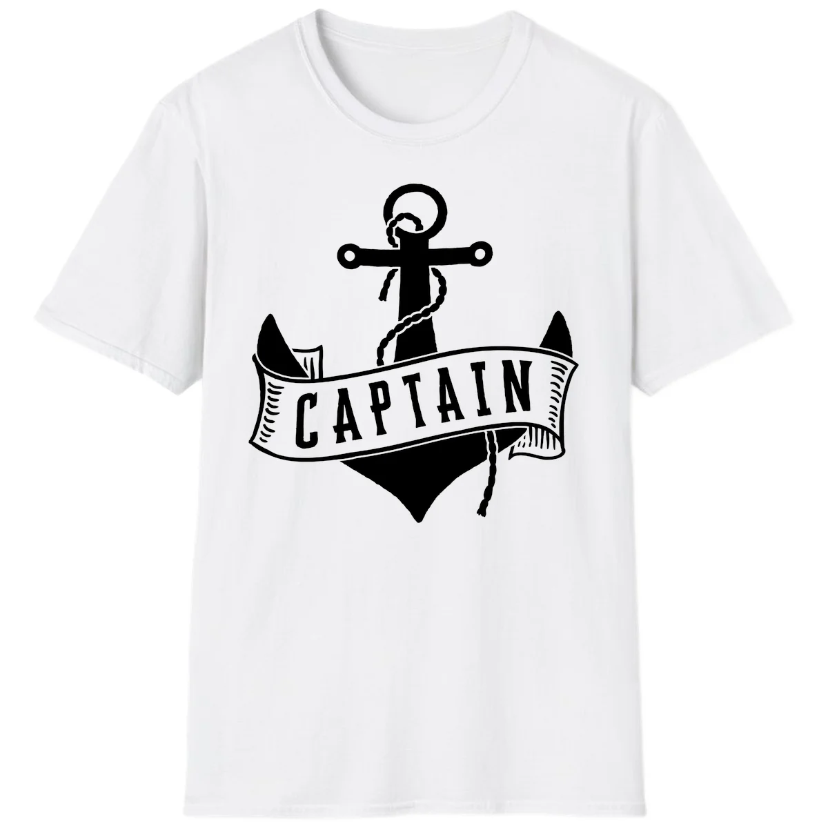 Captain Anchor Nautical Badge T-Shirt in White