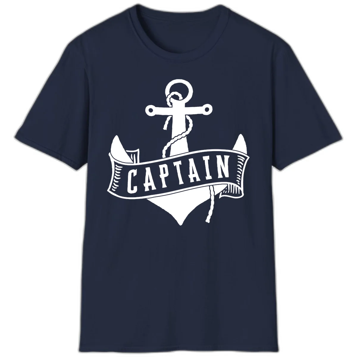 Captain Anchor Nautical Badge T-Shirt in Navy