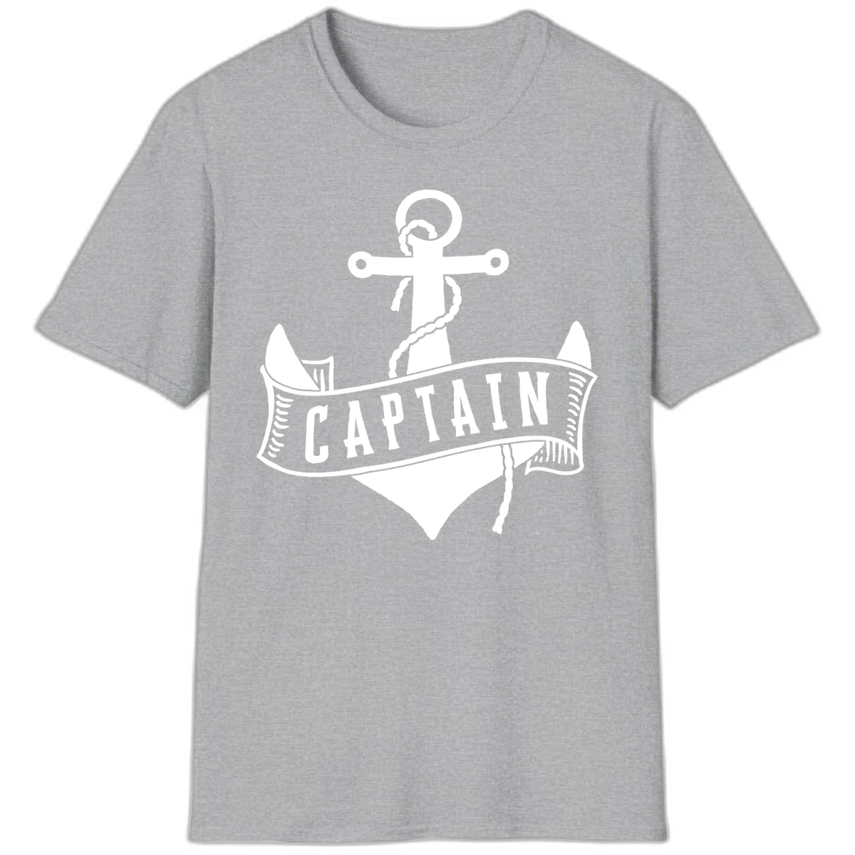 Captain Anchor Nautical Badge T-Shirt in Sport Grey