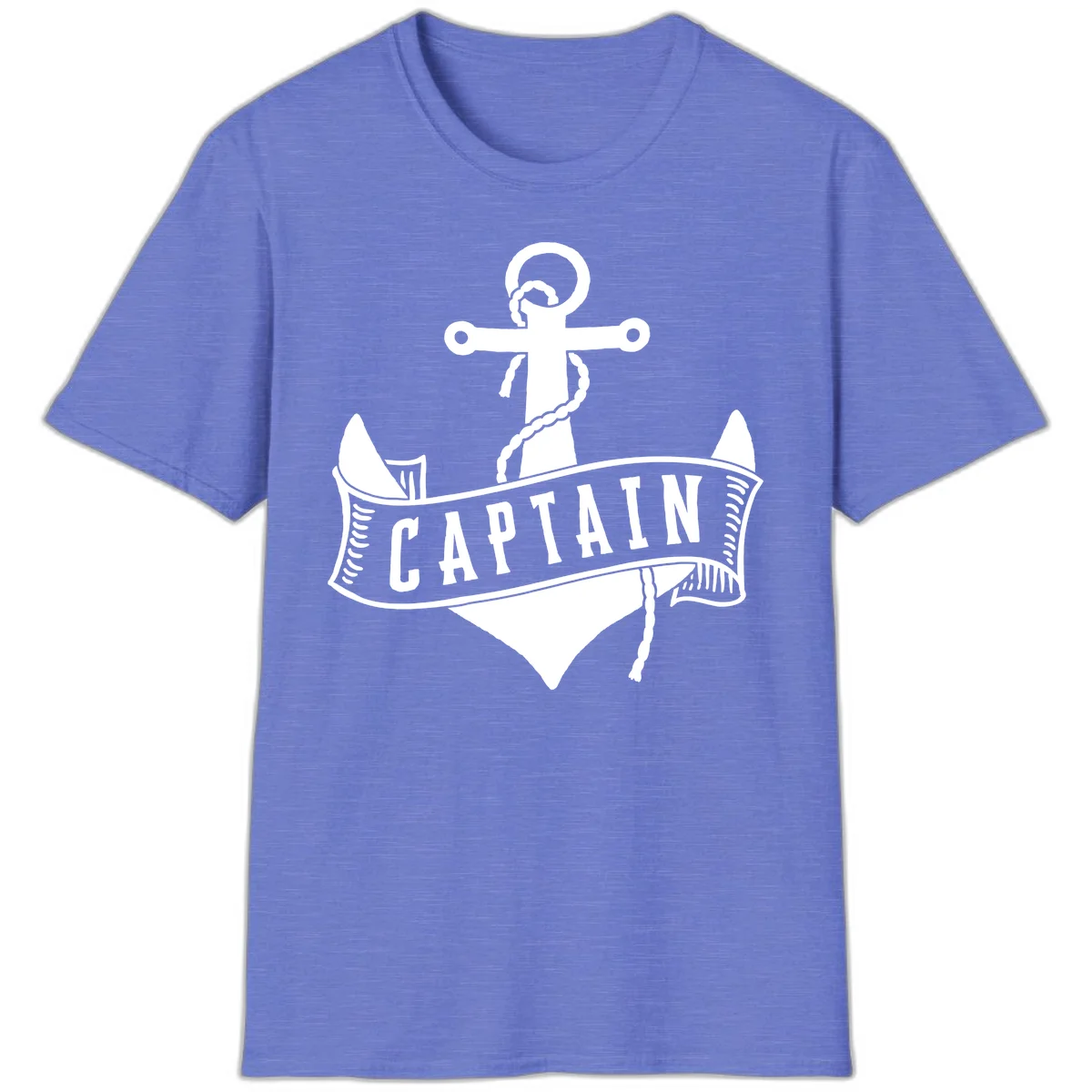 Captain Anchor Nautical Badge T-Shirt in Heather Royal