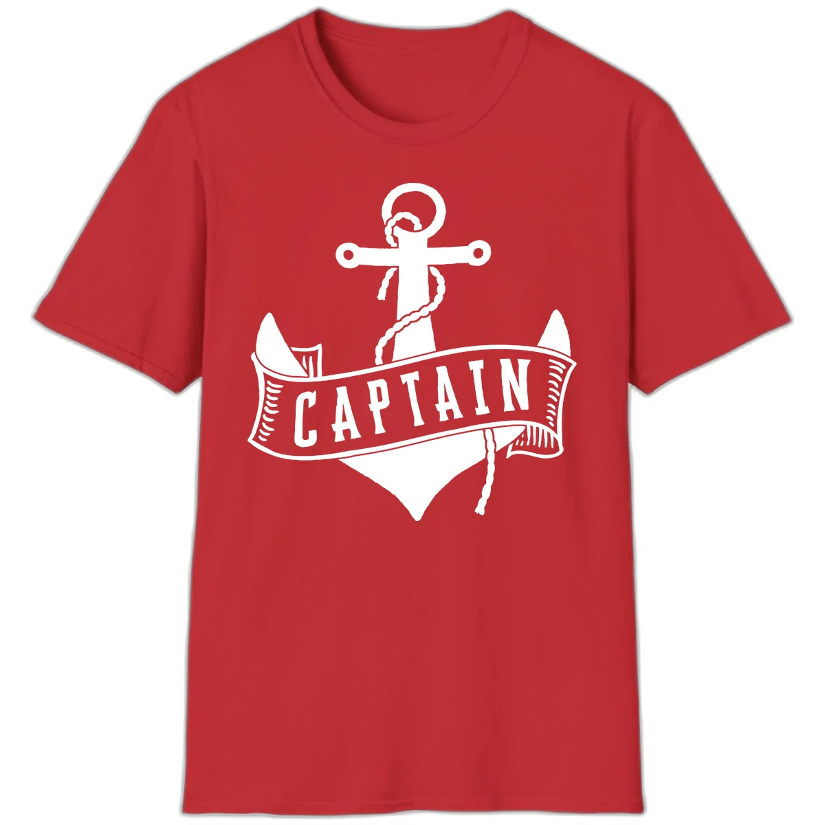 Captain Anchor Nautical Badge T-Shirt in Red