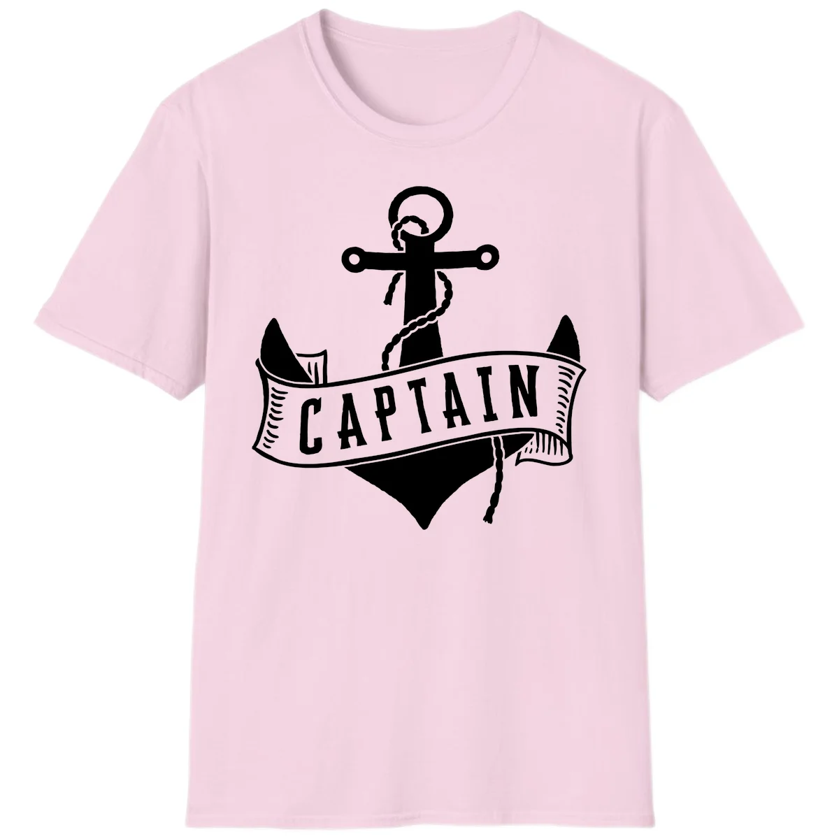 Captain Anchor Nautical Badge T-Shirt in Light Pink