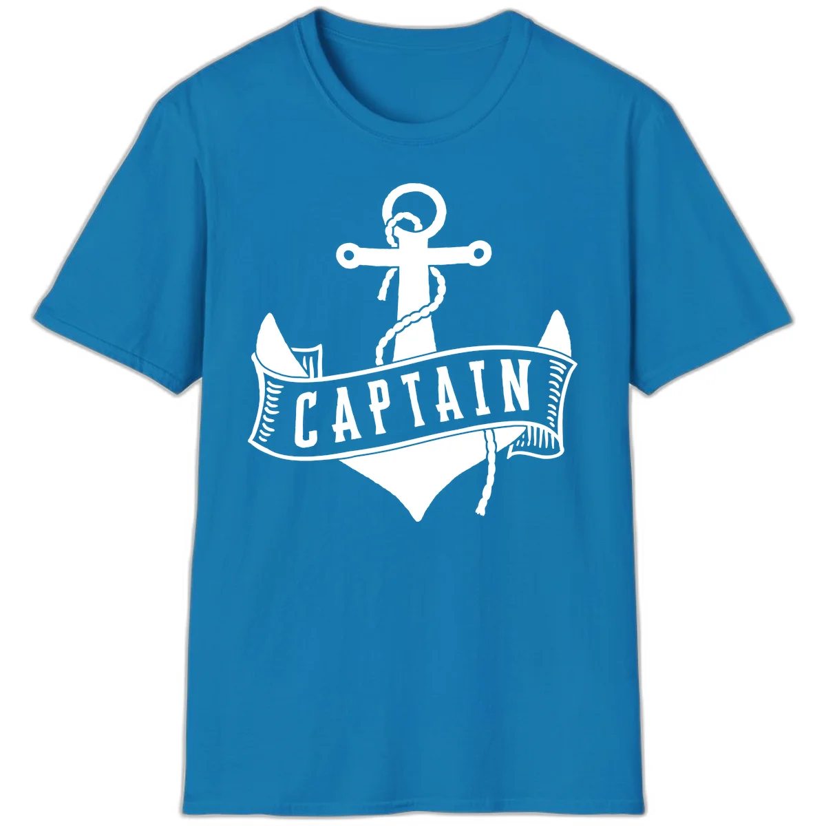 Captain Anchor Nautical Badge T-Shirt in Sapphire