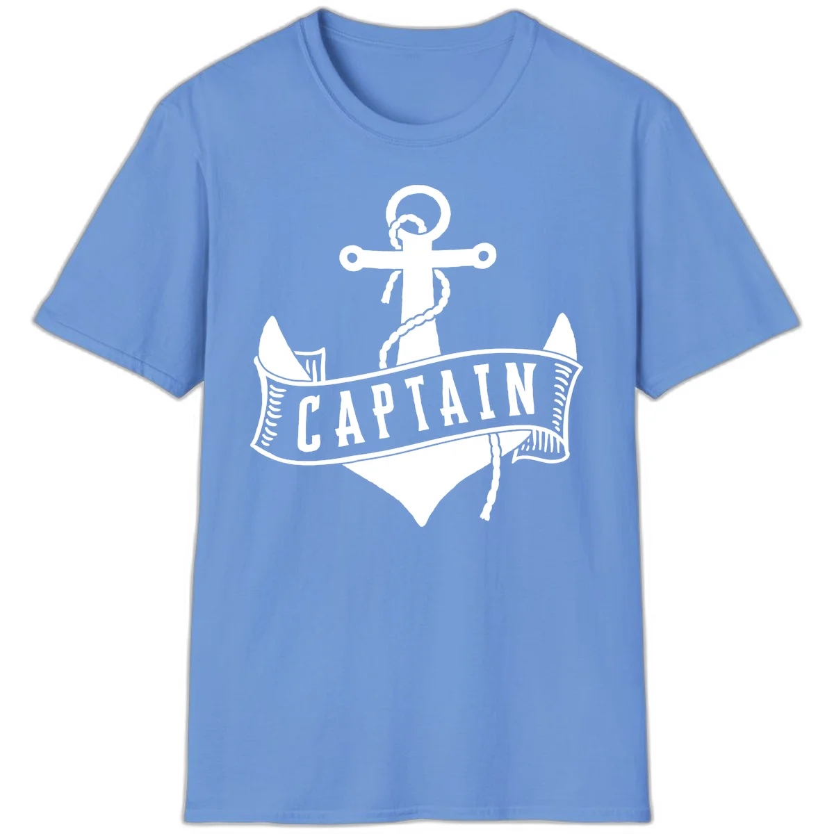 Captain Anchor Nautical Badge T-Shirt in Carolina Blue