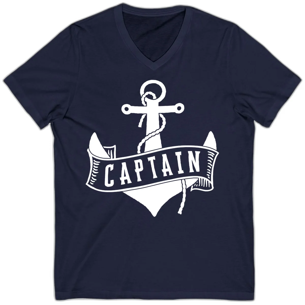 Captain Anchor Nautical Badge V-Neck in Navy