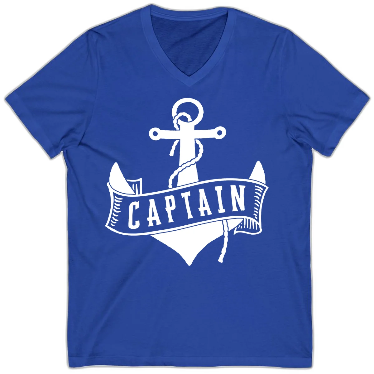 Captain Anchor Nautical Badge V-Neck in True Royal