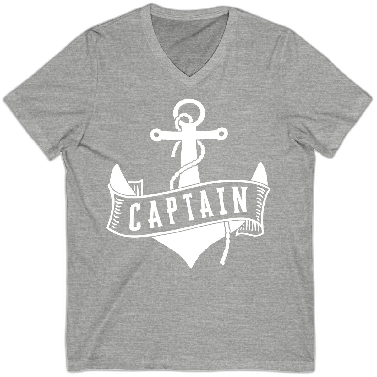 Captain Anchor Nautical Badge V-Neck in Athletic Heather