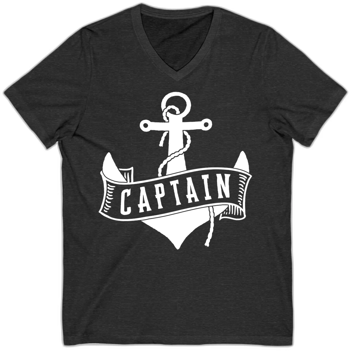 Captain Anchor Nautical Badge V-Neck in Dark Grey Heather