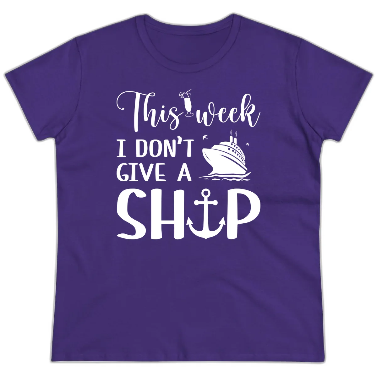 This Week I Don't Give A Ship Ladies Tee in Purple