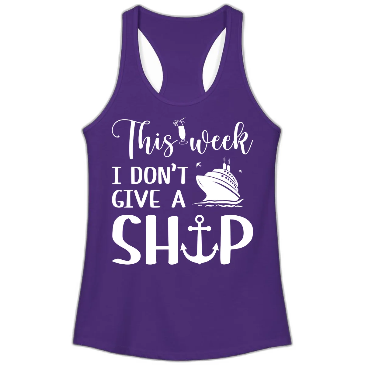 This Week I Don't Give A Ship Ladies Tank in Solid Purple Rush