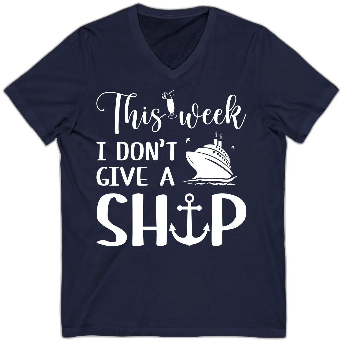 This Week I Don't Give A Ship V-Neck in Navy