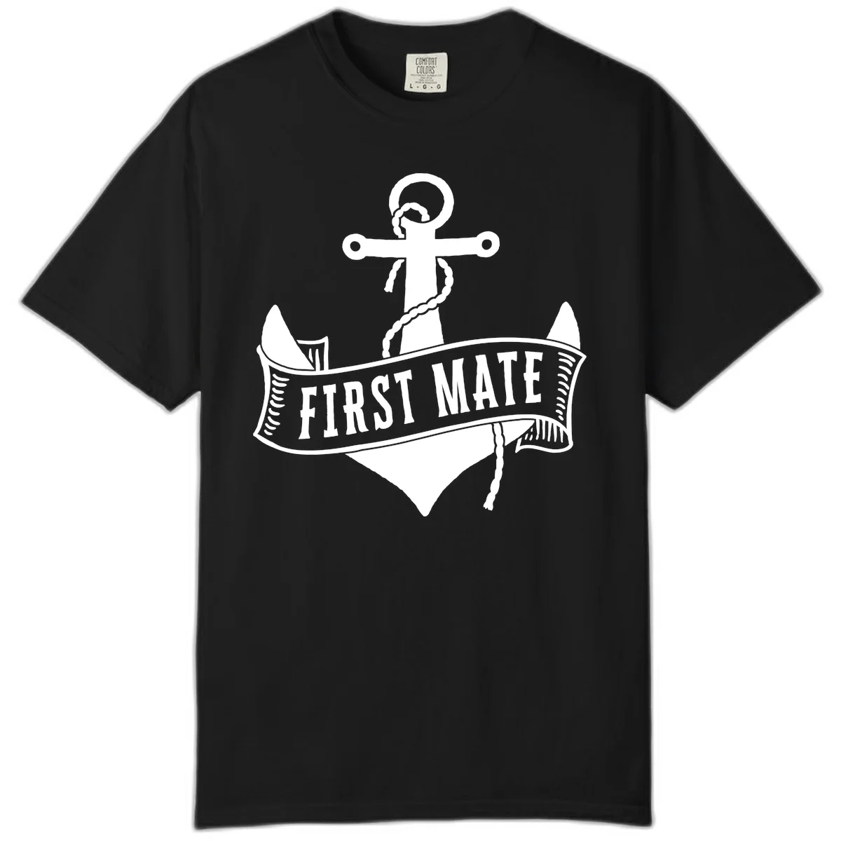 First Mate Anchor Nautical Comfort Color Tee in Black