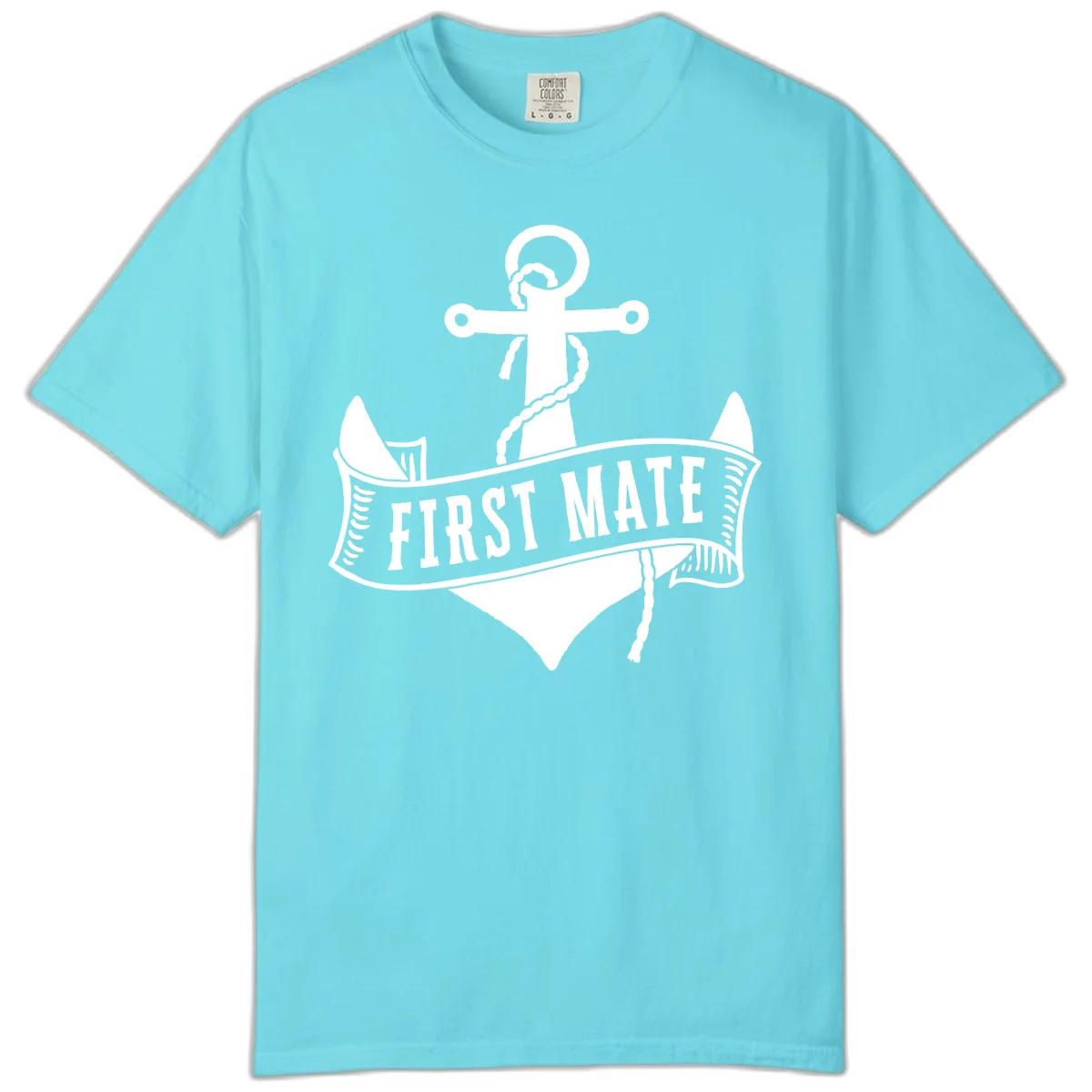 First Mate Anchor Nautical Comfort Color Tee in Lagoon Blue