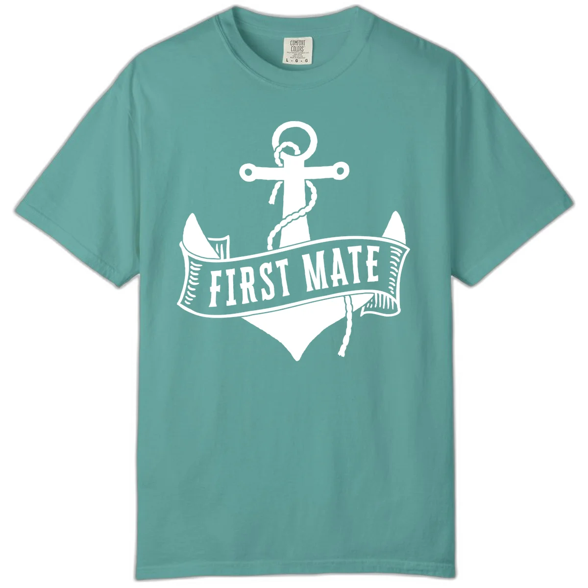 First Mate Anchor Nautical Comfort Color Tee in Seafoam