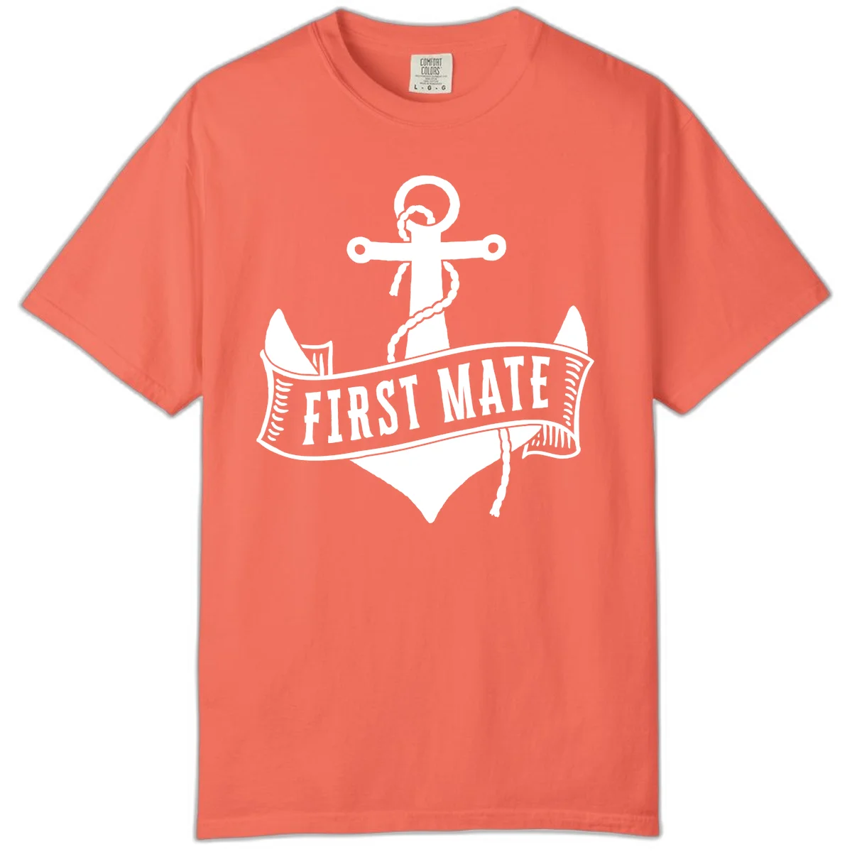 First Mate Anchor Nautical Comfort Color Tee in Bright Salmon