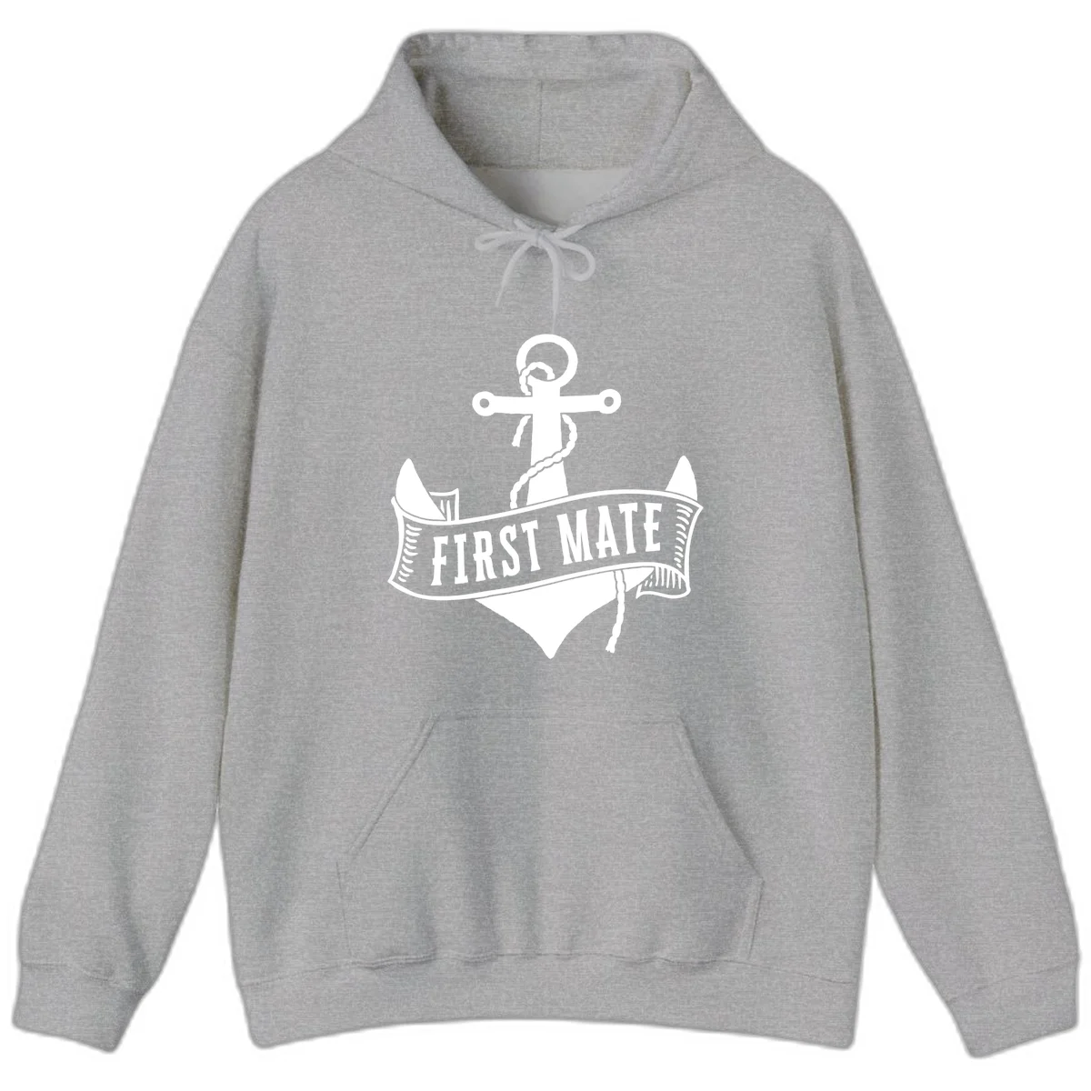 First Mate Anchor Nautical Hoodie in Sport Grey