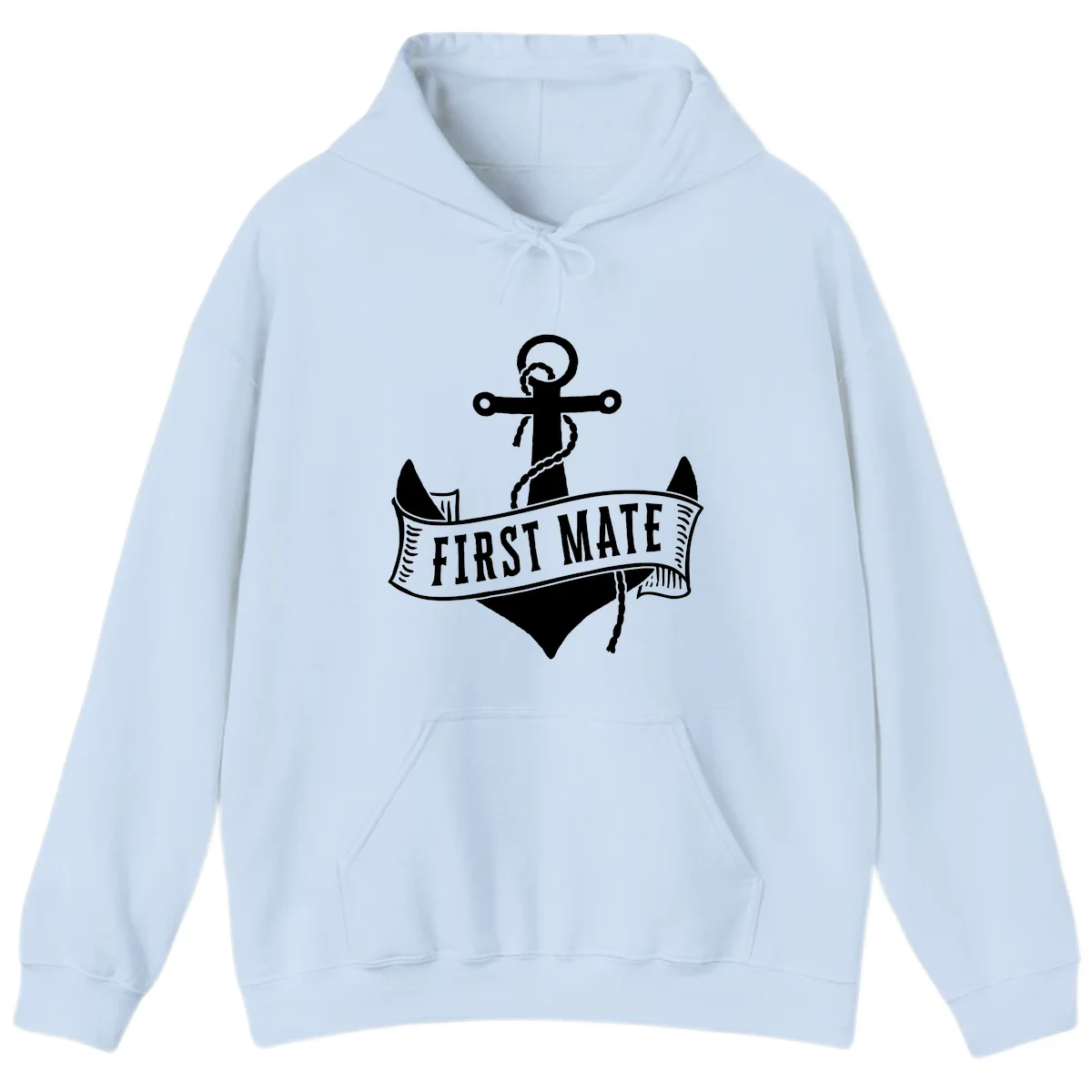 First Mate Anchor Nautical Hoodie in Light Blue