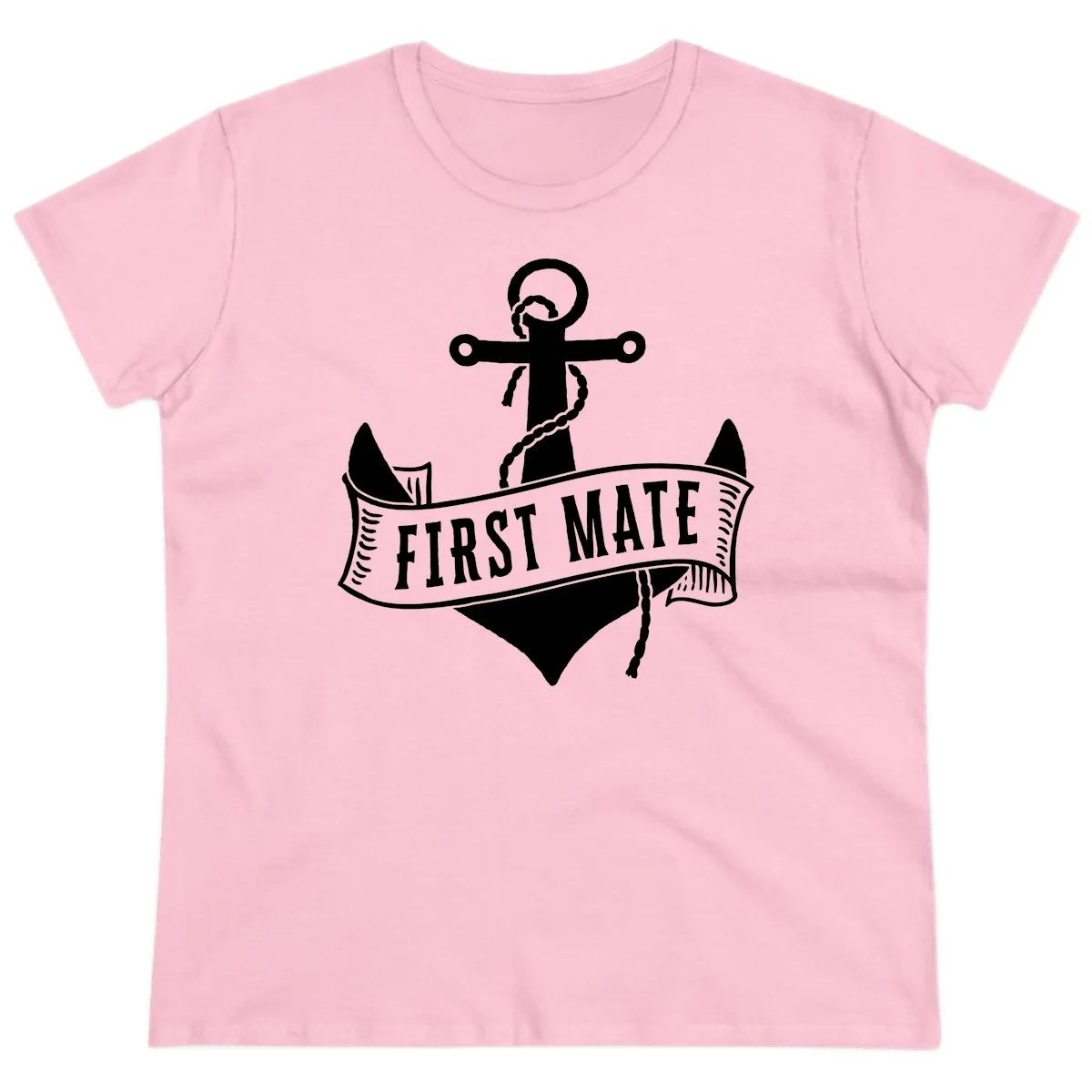 First Mate Anchor Nautical Ladies Tee in Light Pink
