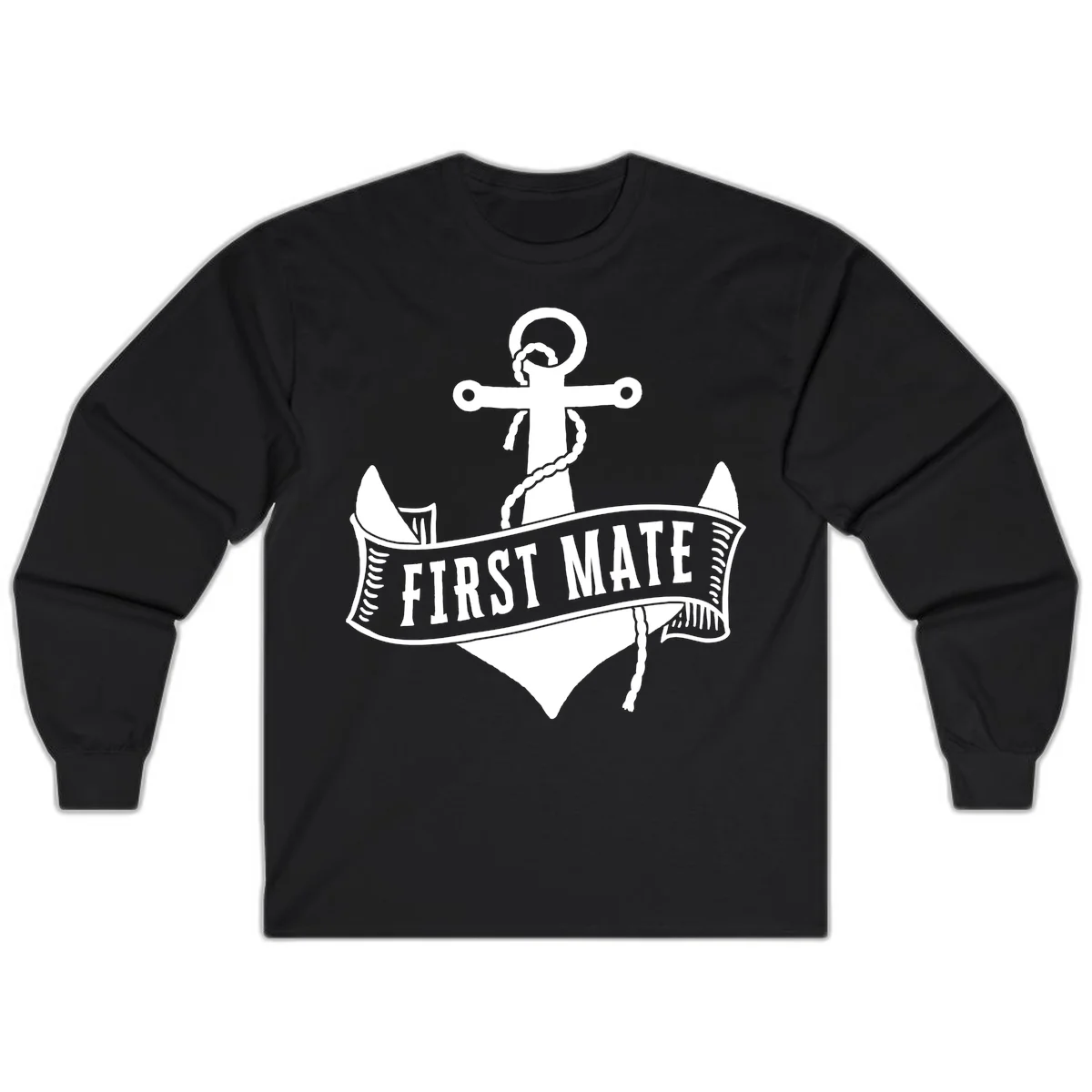 First Mate Anchor Nautical Long Sleeve Tee in Black
