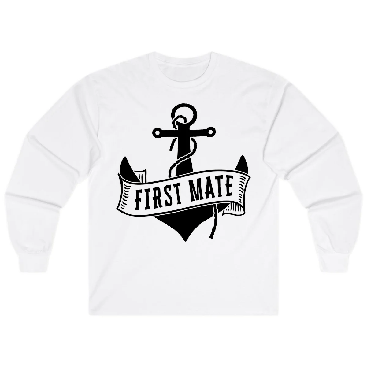 First Mate Anchor Nautical Long Sleeve Tee in White