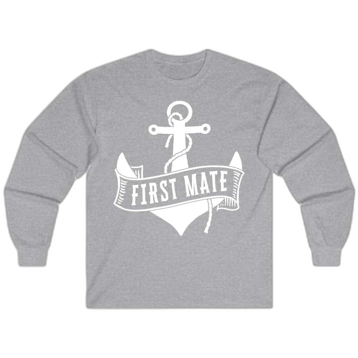 First Mate Anchor Nautical Long Sleeve Tee in Sport Grey