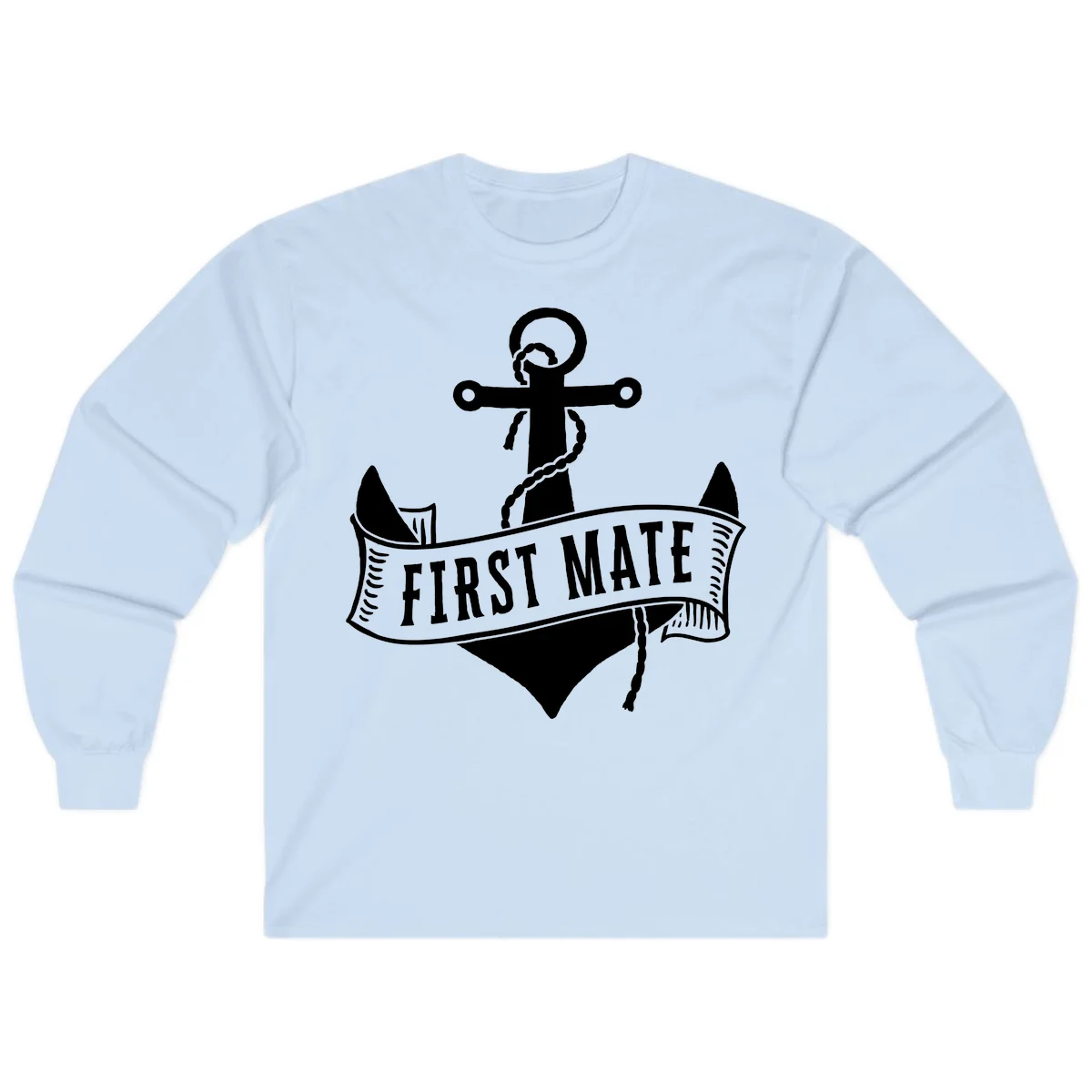 First Mate Anchor Nautical Long Sleeve Tee in Light Blue