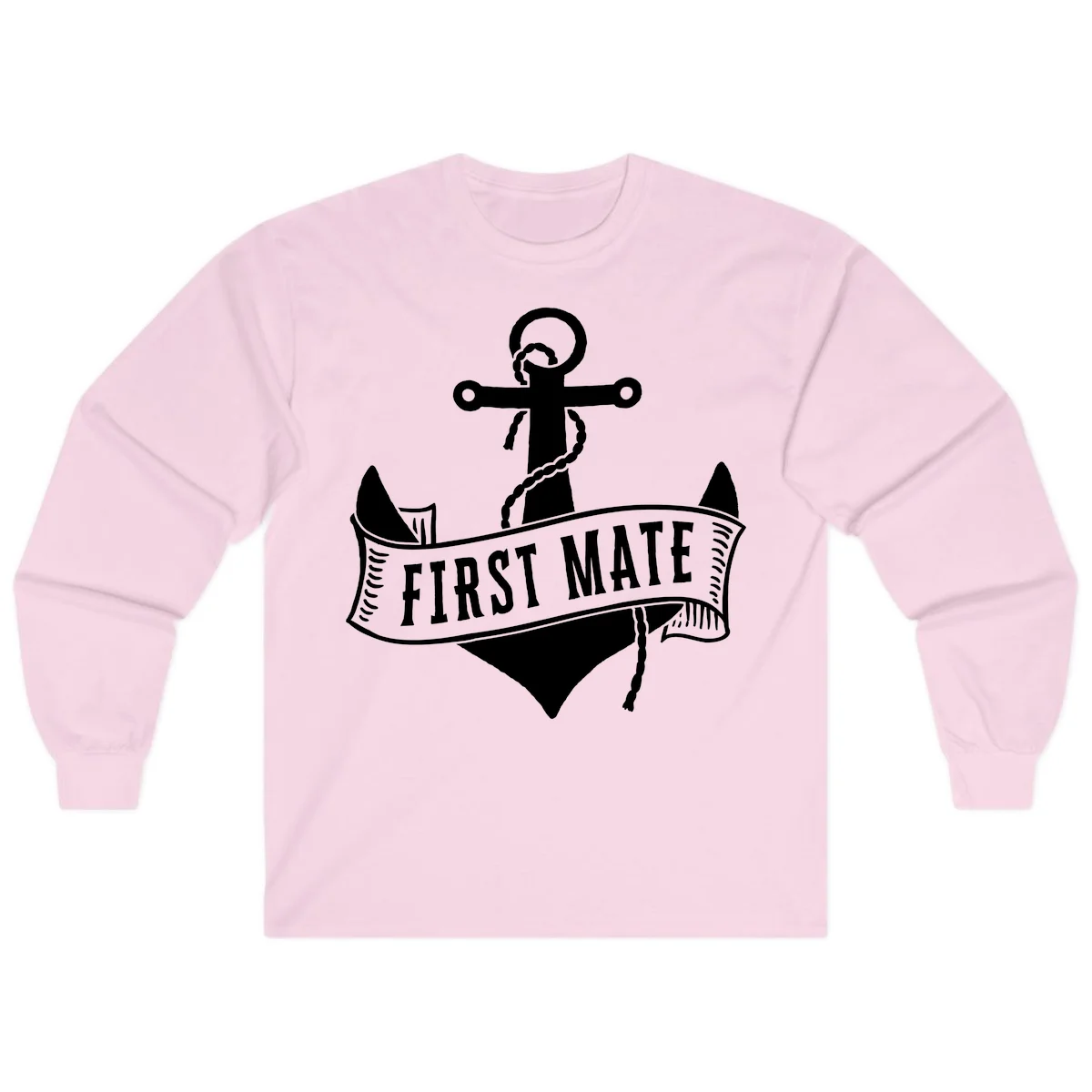 First Mate Anchor Nautical Long Sleeve Tee in Light Pink