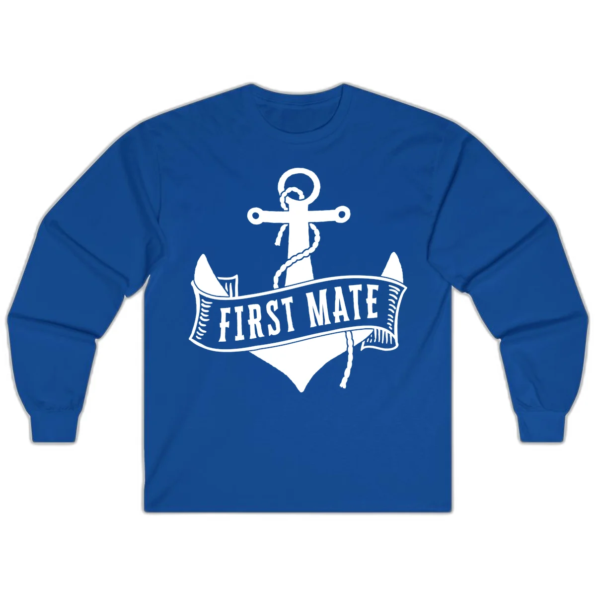 First Mate Anchor Nautical Long Sleeve Tee in Royal