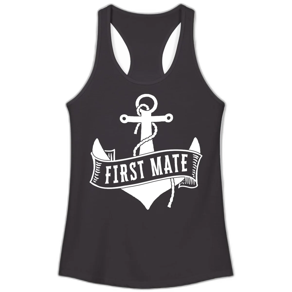 First Mate Anchor Nautical Ladies Tank in Black