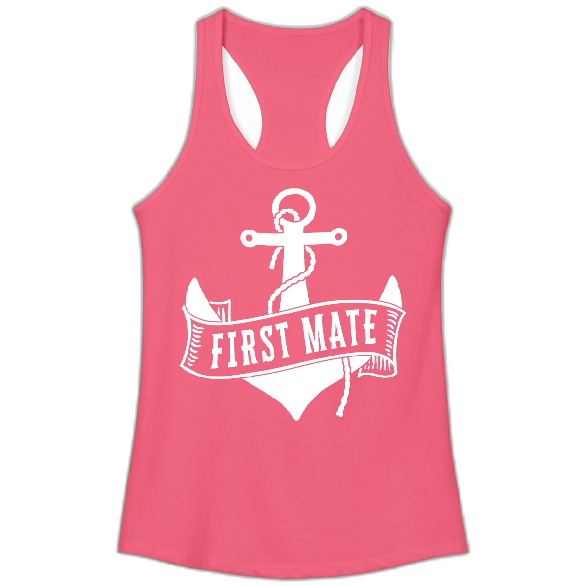 First Mate Anchor Nautical Ladies Tank in Hot Pink