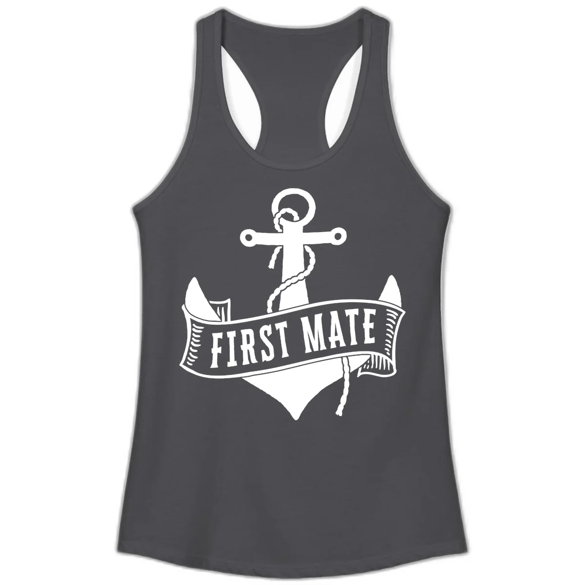First Mate Anchor Nautical Ladies Tank in Solid Dark Gray